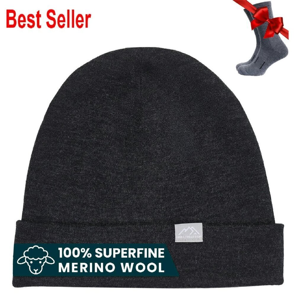 Merino Wool Beanie Unisex Cuffed Hat Winter Outdoor Adventure Essential